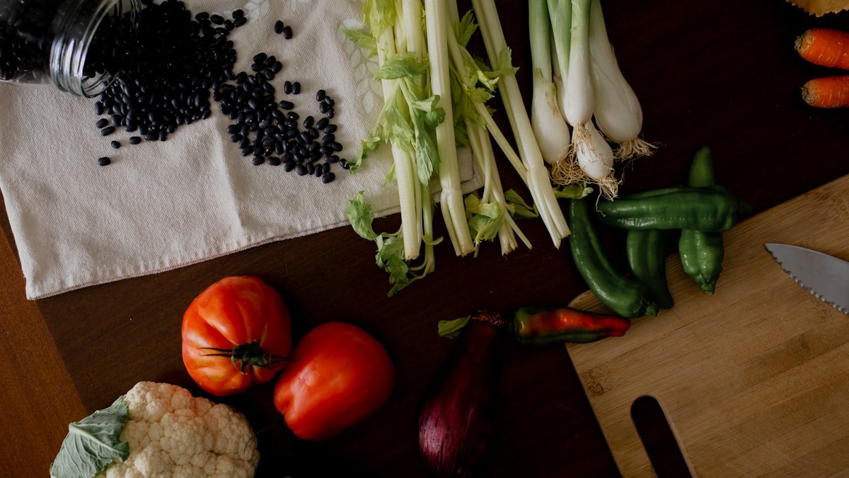 Professional kitchen setup with fresh ingredients